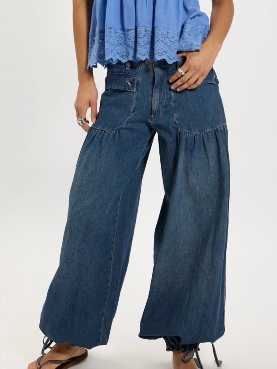 Free People Indigo WideLeg Denim Jeans